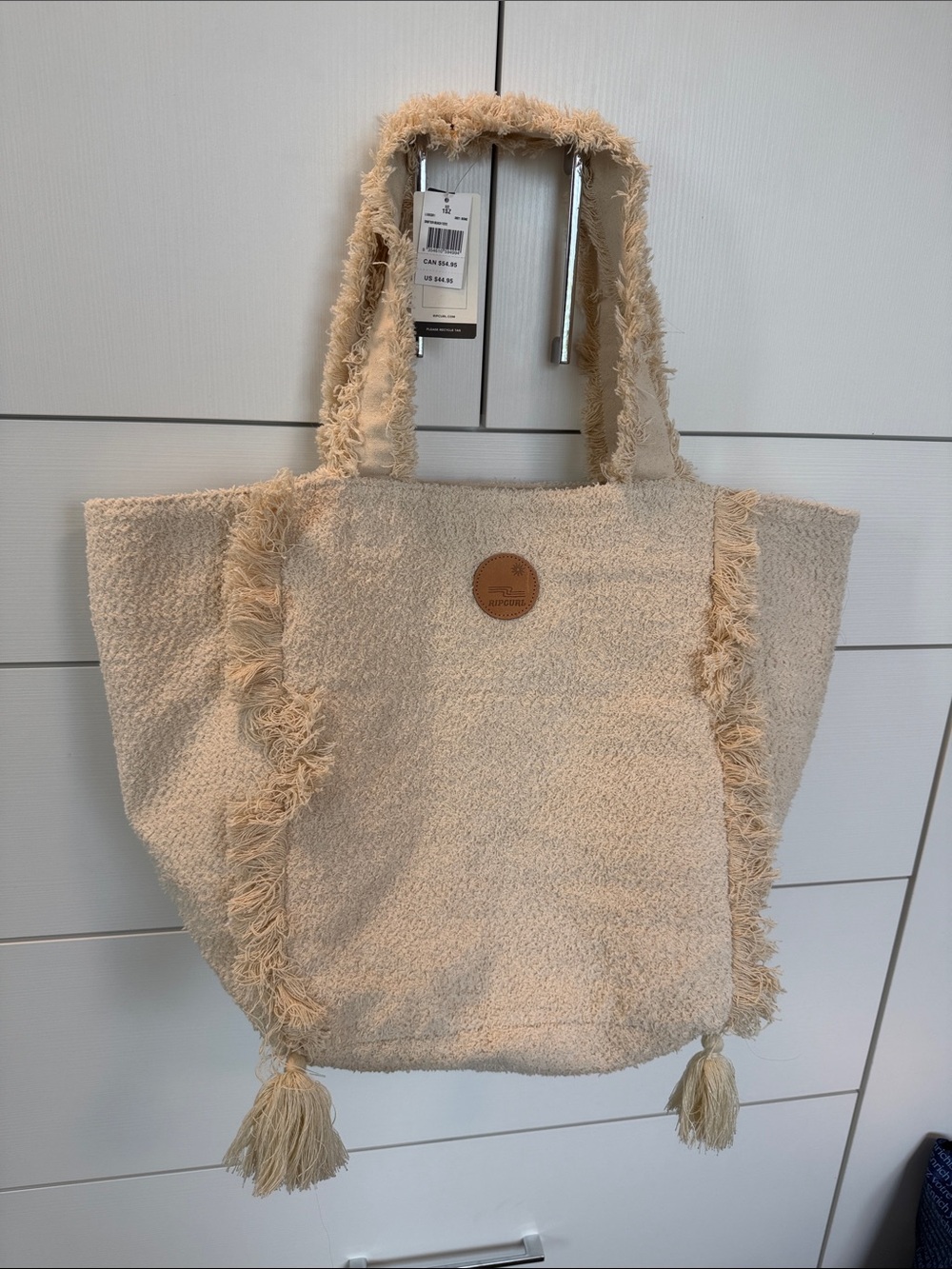 Rip Curl Cream Fringe Tote Bag Tassel Boho Beach Resort NWT